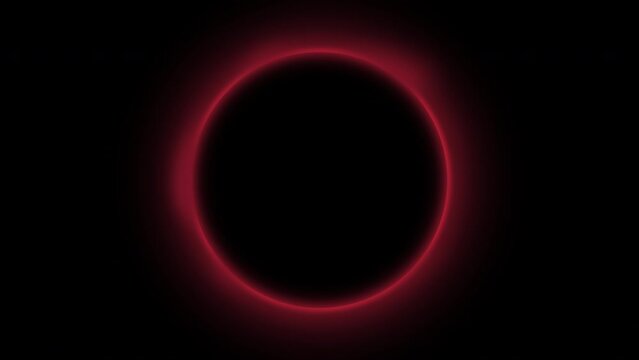 Abstract animation loop of red glowing and radiating eclipse halo