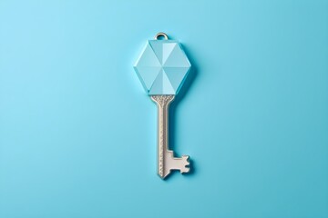 Wallpaper Illustration and background of key, old model of key. Top view and flat lay. Concept of business, success, secret. Generative AI.