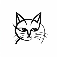 Obraz premium Cat Logo, Black and White, Generative AI