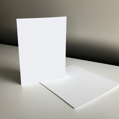 Minimalist Blank Card Mockup on Table, Folded Card, Neutral Backdrop