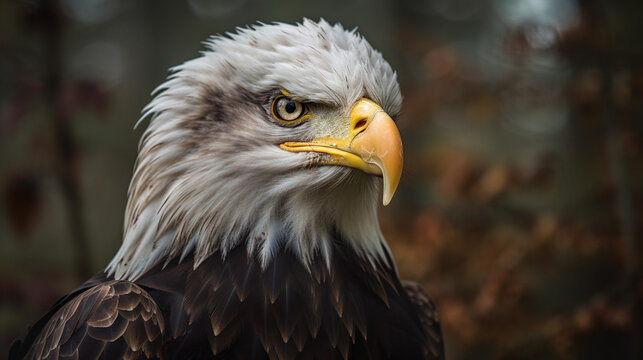Close-up American Bald Eagle In The Wild - Generatvie AI.