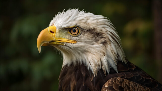 Close-up American Bald Eagle In The Wild - Generatvie AI.