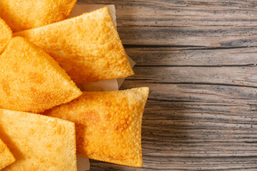 Brazilian Pastry (Pastel de feira frito), Copy Space, Top View