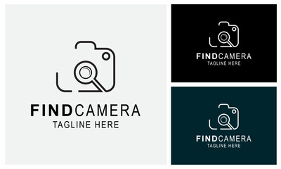 Find Camera Logo Design Template With Outline.