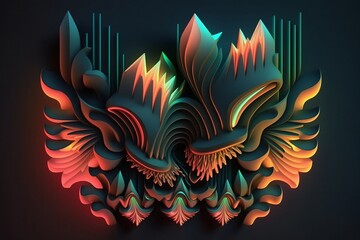 Obraz premium Abstrakte bunte Muster. Digitale Kunst im futuristischen Stil. 3D animiert. 
