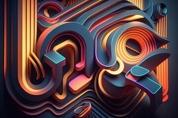 Abstrakte bunte Muster. Digitale Kunst  im futuristischen Stil. 3D animiert.
