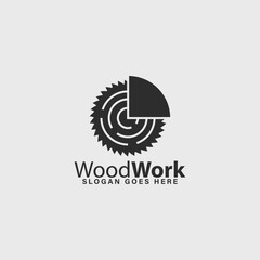 woodwork logo ,sawmill logo simple design idea
