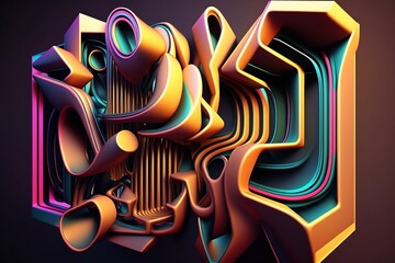 Abstrakte bunte Muster. Digitale Kunst  im futuristischen Stil. 3D animiert.
