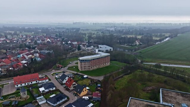 Drone shot Of Kernburg Oschersleben,  Oschersleben town, Saxony-Anhalt, Germany