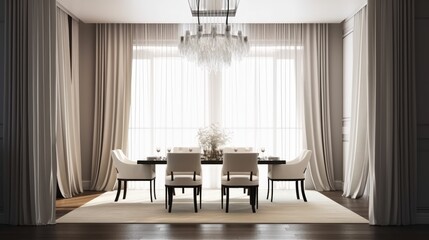 house beautiful interior design contemporary dining area with full window with morning day light elegance furniture detail, image ai generate