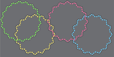 round frame garlands of light bulbs. holiday greeting card. New year banner. Vector illustration.