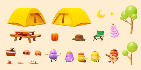 3D cartoon camping set