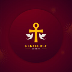 Fototapeta premium Pentecost Sunday Holy Spirit Greeting Card Banner Poster for Biblical Series Vector Illustration