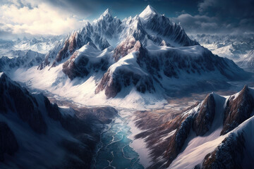 Glacier Mountain Peak made with generative ai