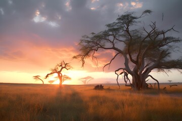 Fototapeta na wymiar realistic landscape serengeti national Park in tanzania made with Generative AI