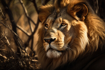 Fototapeta premium Wild Lion made with generative ai