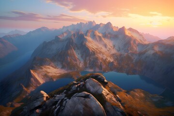 Fototapeta na wymiar realistic landscape mountains in Europe made with Generative AI