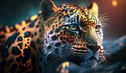 close up portrait of a face leopard