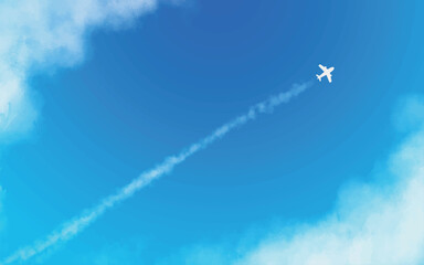 まっすぐのびた飛行機と飛行機雲