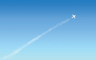 シンプルなまっすぐのびた飛行機と飛行機雲
