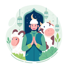 Muslims celebrate eid al adha illustration. Vector illustration