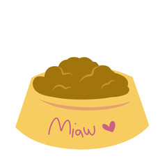 Cat food.cat bowl.pet feeder illustration 