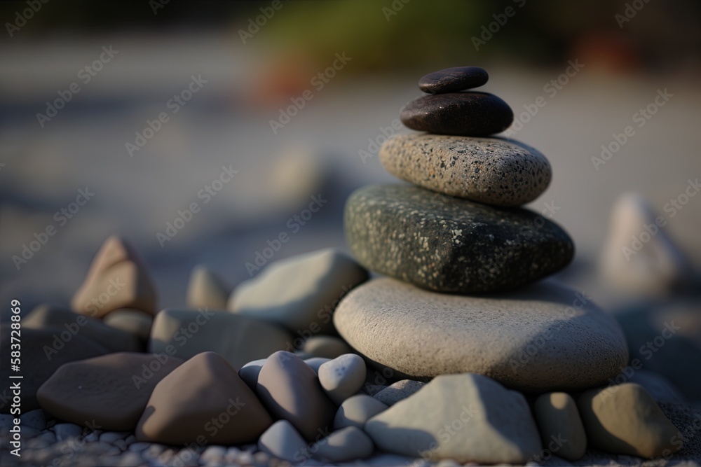 Poster focused on a heap of tiny pebbles generative ai