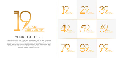 set of anniversary logotype golden color for special celebration event