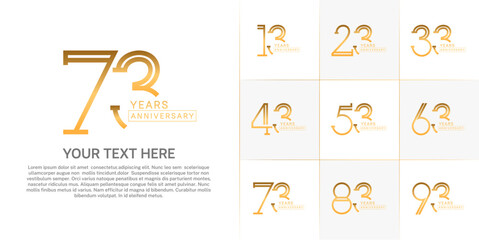 set of anniversary logotype golden color for special celebration event