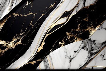 black white gold marble background with space for text, ai generated, background