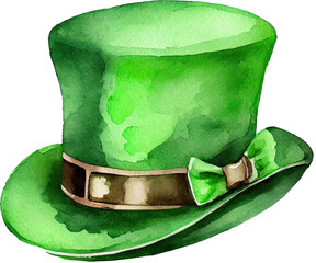 St Patrick Day Green Hat Watercolor. Generative AI