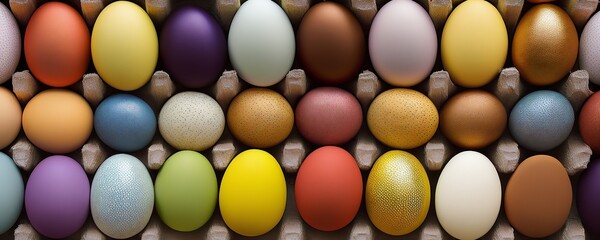 Fototapeta na wymiar colorful easter eggs in a row