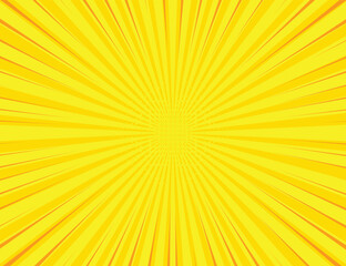 bright background with radial lines and halftone dots for retro illustration. yellow background