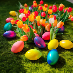 easter eggs & spring flowers