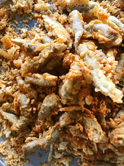 Fried Keropok Lekor coated with flour