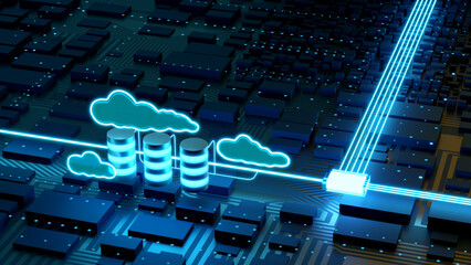Futuristic background image of internet cloud service, big date concept. 3d illustration