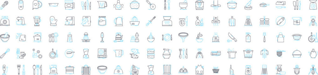 Kitchen vector line icons set. Kitchen, Room, Home, Cooking, Remodel, Appliance, Design illustration outline concept symbols and signs