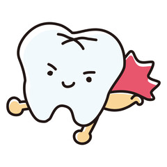 シンプルな白い歯のヒーローキャラクター