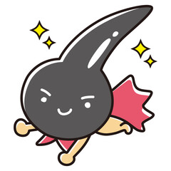 黒い一本毛のヒーローキャラクター
