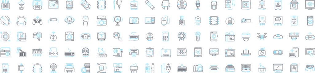 Digital automation vector line icons set. Digital, Automation, Robotics, AI, Machine-Learning, Objects, Control illustration outline concept symbols and signs