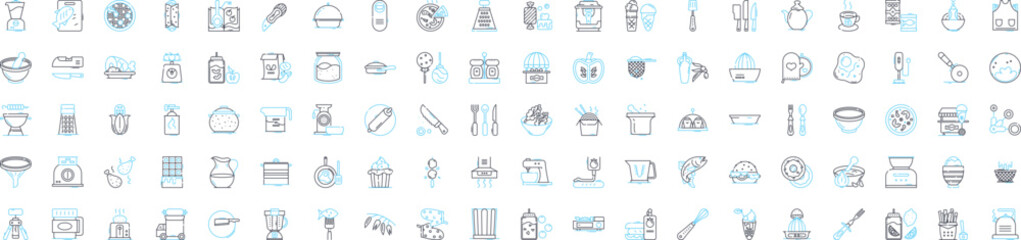 Home Cookery vector line icons set. Cooking, Home, Cuisine, Dishes, Baking, Recipe, Kitchen illustration outline concept symbols and signs