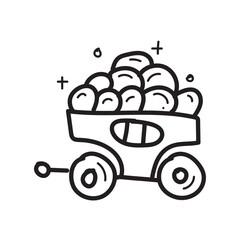 Doodle coal icon outline vector