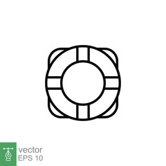 Lifebuoy icon. Simple outline style. Thin line symbol. SOS ring, life buoy, lifesaver, boat safety, rescue concept. Vector illustration design isolated on white background. EPS 10.