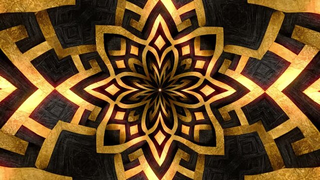 Glowing bright golden geometric pattern symbol texture effect background loop