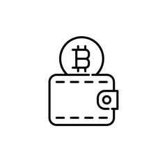Bitcoin cryptocurrency wallet. Modern blockchain payment. Pixel perfect, editable stroke icon