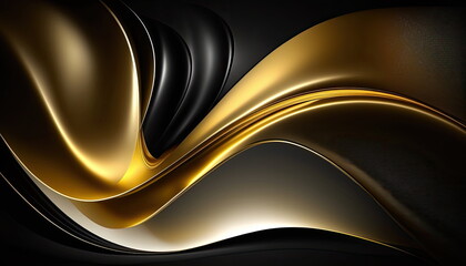 Obraz premium black and gold gradiant wallpaper background, smooth texture, luxury, Made by AI,Artificial intelligence