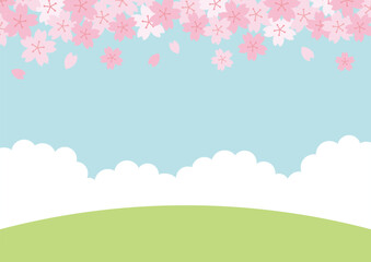 Obraz na płótnie Canvas 桜と丘と青空の背景