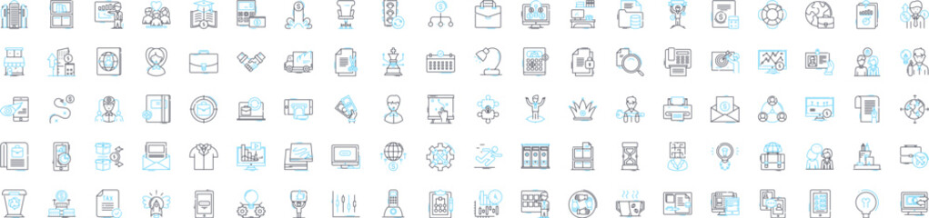 Financial strategy vector line icons set. Financial, Strategy, Investment, Planning, Budgeting, Forecasting, Analysis illustration outline concept symbols and signs