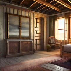 downstairs bedroom of a farmhouse1, Generative AI