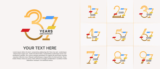 Obraz premium set of anniversary logotype golden color with colorful glitter for special celebration event